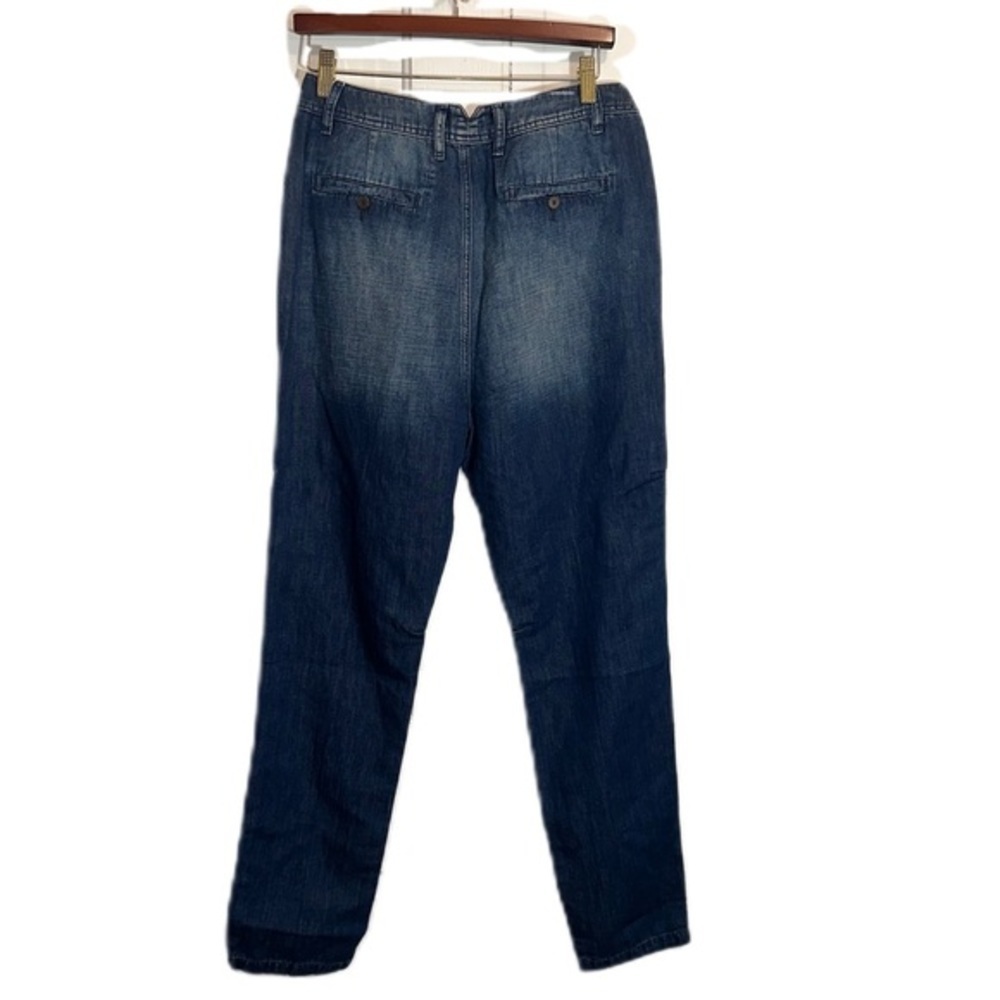 ZARA High Rise 8 Button Fly Cotton Linen Blend Slouchy Jeans Size 4 - Picture 2 of 3